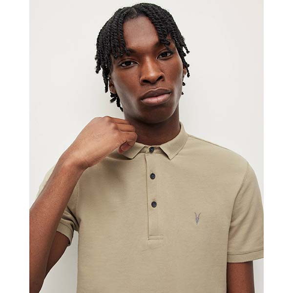 Allsaints Australia Mens Reform Short Sleeve Polo Shirt Clay Green AU70-503